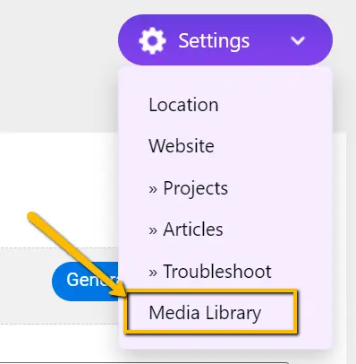 Dashboard Settings to Media Library