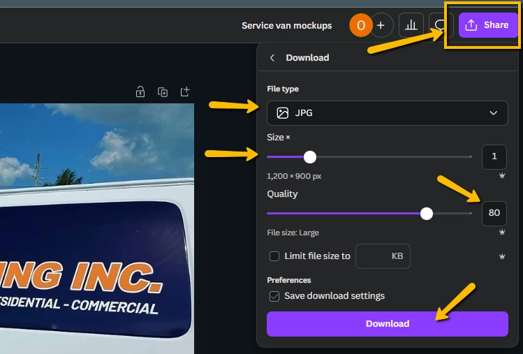 saving optimized image in canva